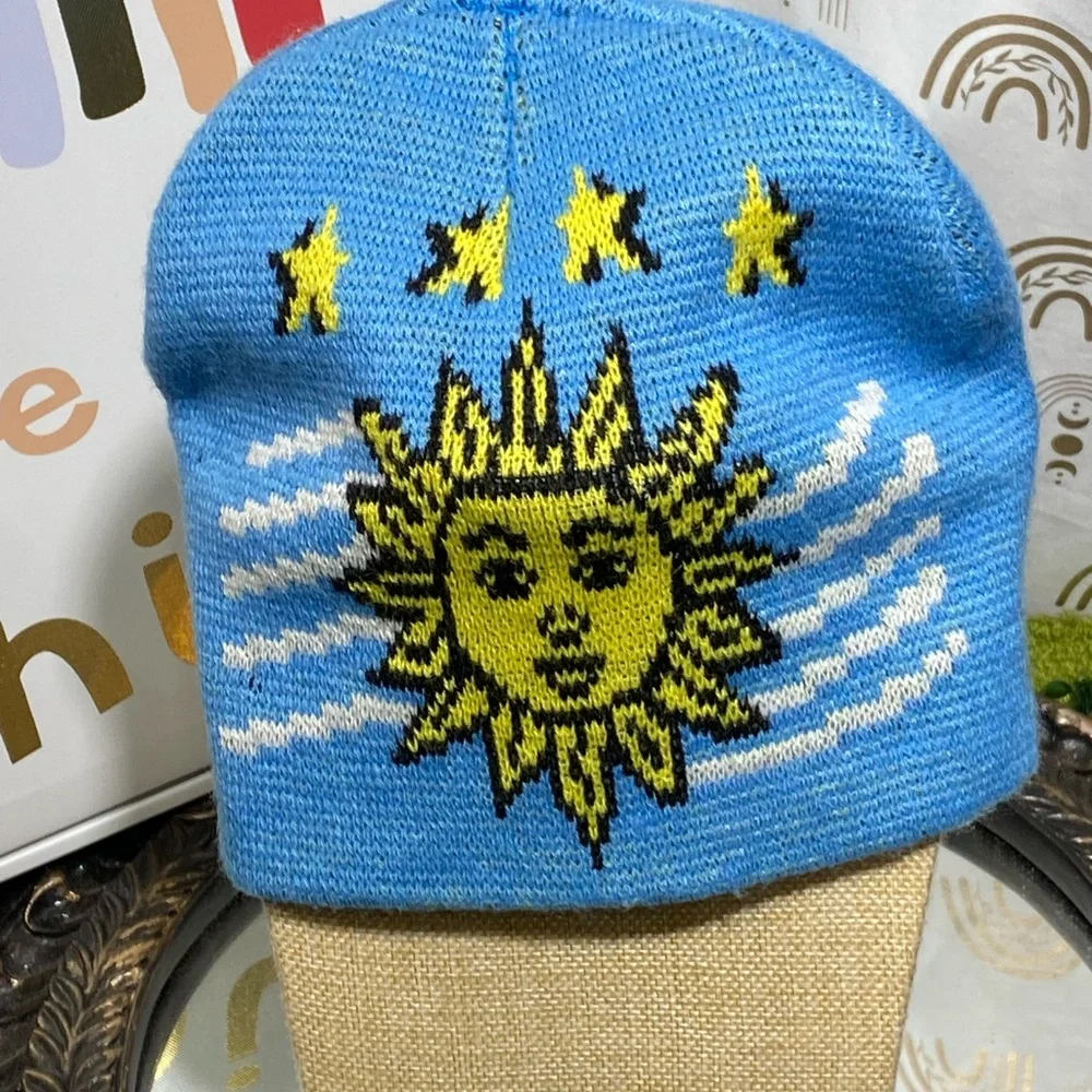 Blue Sun and Stars Kids Beanie